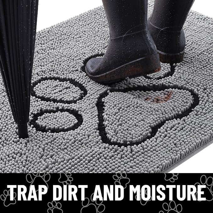 Smiry Dog Door Mat for Muddy Paws, Absorbent Dirt Trapper Non Slip Quick Dry - Image 2