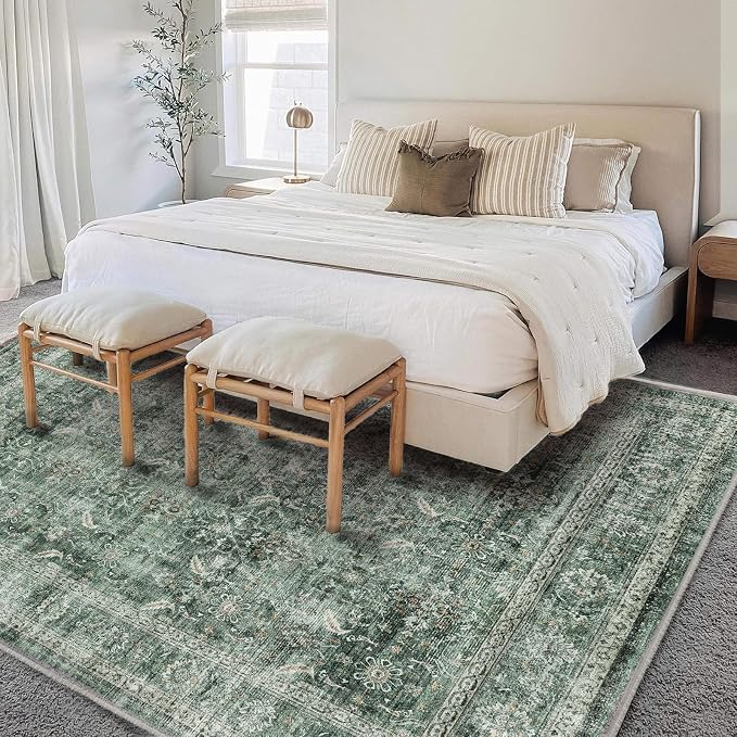 CHAMPLANT Area Rug 6'x9' Washable Vintage Traditional Floor Cover Thin Retro - Image 2