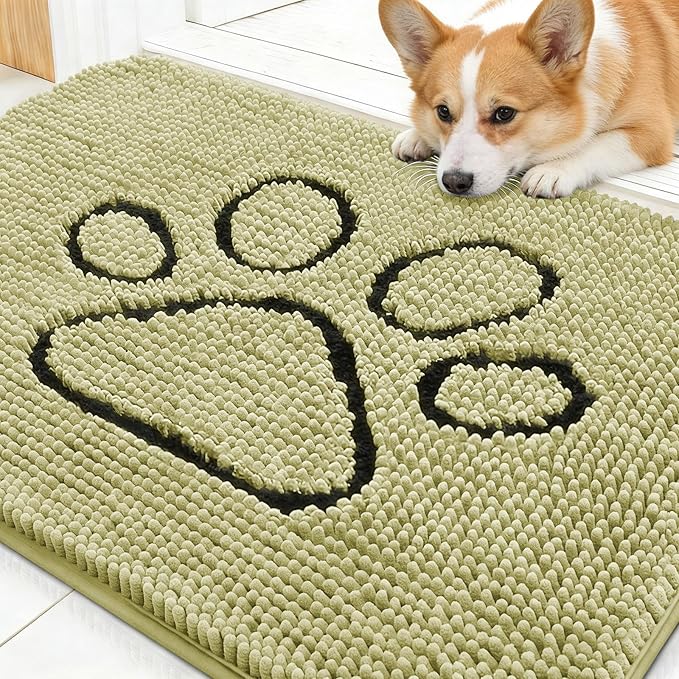 OLANLY Dog Door Mat for Muddy Paws 30x20, Paw Print Design, Absorbs Moisture by OLANLY
