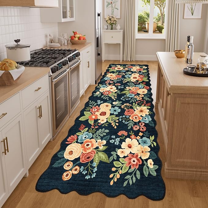 DUKINO 3x8 Washable Runner Rug, Soft Indoor Floral Non Slip Long Runner Rug - Image 5