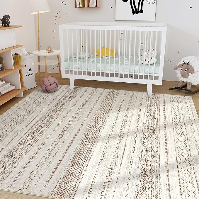 Nakagishi 5x8 Area Rug Living Room: Washable Boho Large Neutral Modern Soft - Image 8