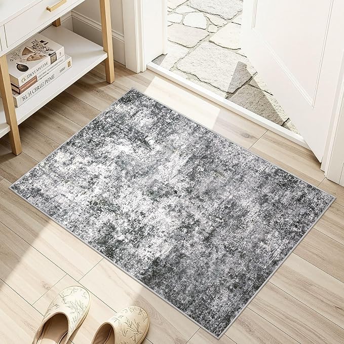 DMOYEST 2x3 Entryway Area Rug: Washable Neutral Modern Abstract Small Rug - Image 2