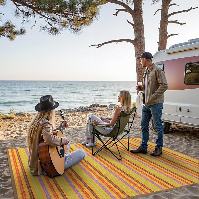 GENIMO Outdoor Rug for Patio Clearance, Lightweight Waterproof RV Camping Mat - Image 4