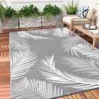 Pauwer Outdoor Rug, Leaf Grey, Reversible, Waterproof, Polypropylene, - Image 3