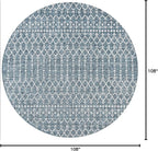 JONATHAN Y Moroccan Geometric Indoor Outdoor Round Area Rug 9 Ft Teal/Gray - Image 2