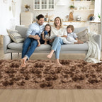 3x10 ft Plush High Pile Brown Tie Dyed Rug Fluffy Soft Runner Bedside Rug - Image 4