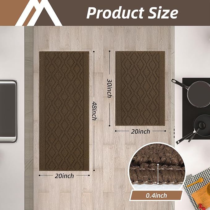 COSY HOMEER 48x20 Inch/30X20 Inch Kitchen Rug Mats Made of 100% Polypropylene 2 - Image 6