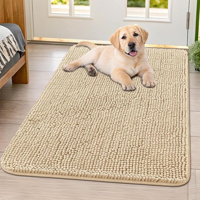 Smiry Dog Door Mat for Muddy Paws 40x32, Absorbent Dirt Trapper, Non-Slip by Smiry