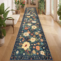 DUKINO 2.6x12 Kitchen Runner Rug, Lightweight Floral Washable Rug by DUKINO