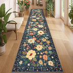 DUKINO 2.6x12 Kitchen Runner Rug, Lightweight Floral Washable Rug by DUKINO