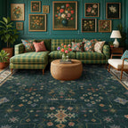 Hazo Haus Dark Green Vintage Living Room Rug 9x12 by HazoHaus