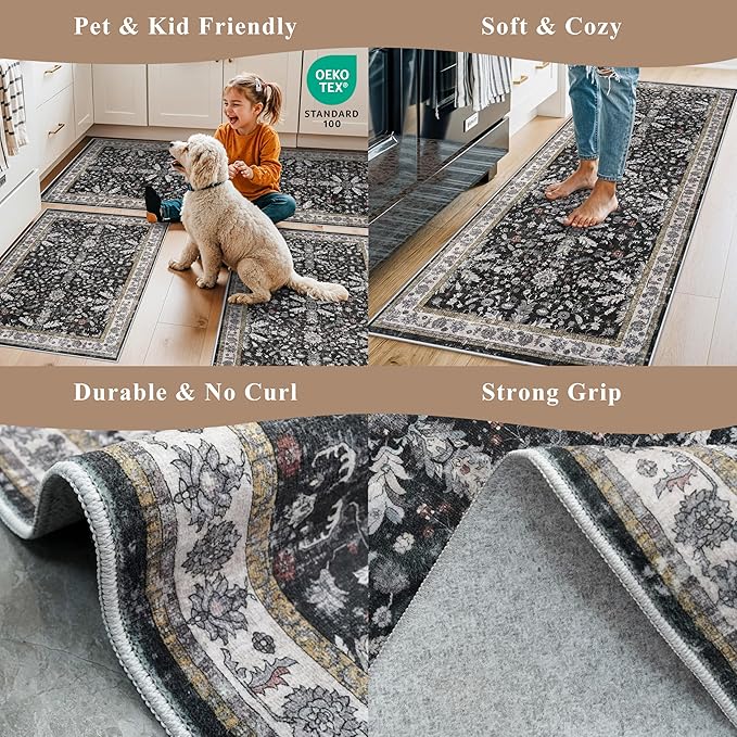 3x5 Kitchen Rug Washable Non-Skid, Boho Indoor Small Throw Area Rugs - Image 4