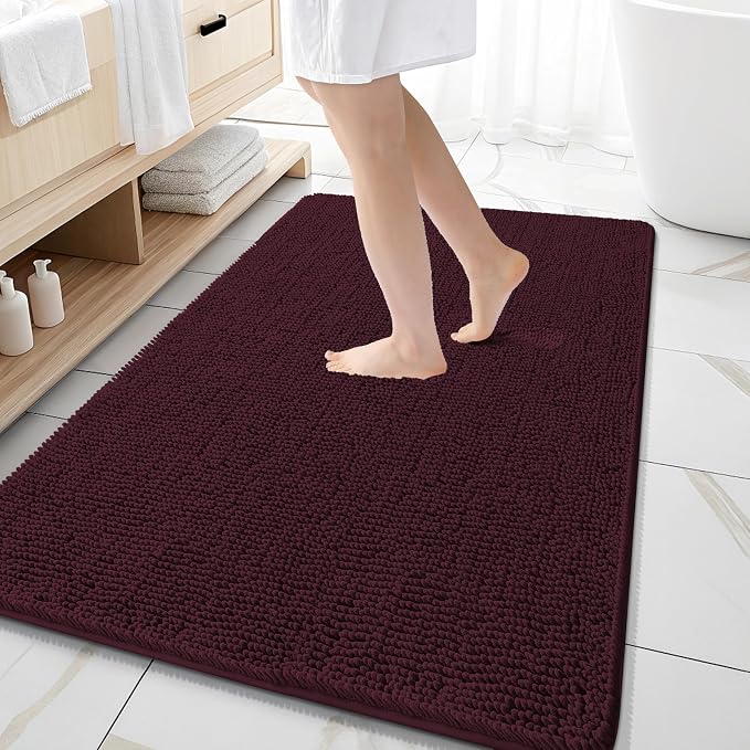 OLANLY Large Bathroom Rugs 59x35, Extra Soft Absorbent Chenille Bath Rugs by OLANLY