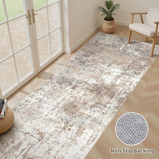 Runner Rug Kitchen Washable Rugs: 2x10 Non-Slip Abstract Soft Modern Stain - Image 2