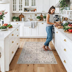 3x4 Entryway Rug Washable Non-Slip–Boho Floral Stain-Resistant Small Area Rug - Image 3