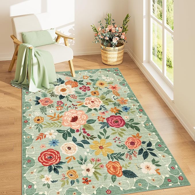 DUKINO 3x5 Area Rug, Floral Rugs - Image 3