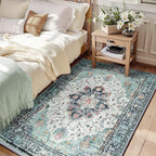 RELEANY Area Rugs 6'x9' Washable Non-Slip, Floral Vintage Distress Medallion - Image 9