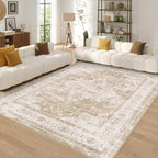 6x9 Area Rug for Living Room-Vintage Farmhouse Boho Floral Neutral Washable - Image 6