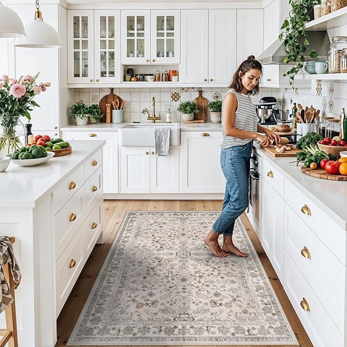 Washable 4x6 Kitchen Rug Non-Slip – Soft Stain-Resistant Low-Pile Indoor Floor - Image 3