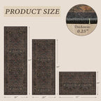 Taupe Brown Kitchen Rug Set of 3, Washable Non-Slip Mats - Image 2