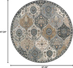 Lahome Moroccan Washable Round Rugs, Soft Vintage Round Rug 4ft, Distress - Image 2
