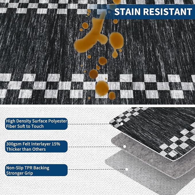 GarveeHome 8x10 Area Rug for Living Room Scalloped Washable Large Bedroom Rug - Image 3