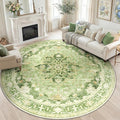 RELEANY Area Rugs Round 8ft Washable Non-Slip, Floral Vintage Distress by RELEANY