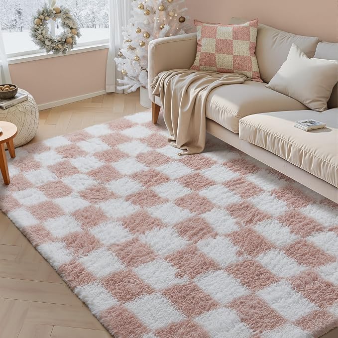 PureCozy Checkered Rug 5x8 for Living Room by PureCozy