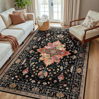 RELEANY Area Rugs 5'x8' Washable Non-Slip, Floral Vintage Distress Medallion by RELEANY