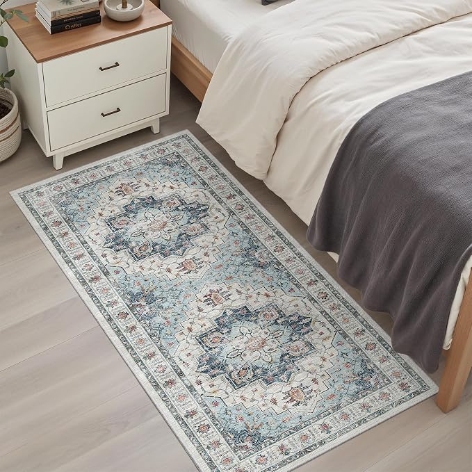 Madane Washable Area Rug 2x4, Small Entryway Rug Non-Slip Vintage Door Mat - Image 3
