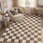 GarveeHome Checkered Terracotta Brown 4x6 Washable Rug Geometric Diamond Dot - Image 3