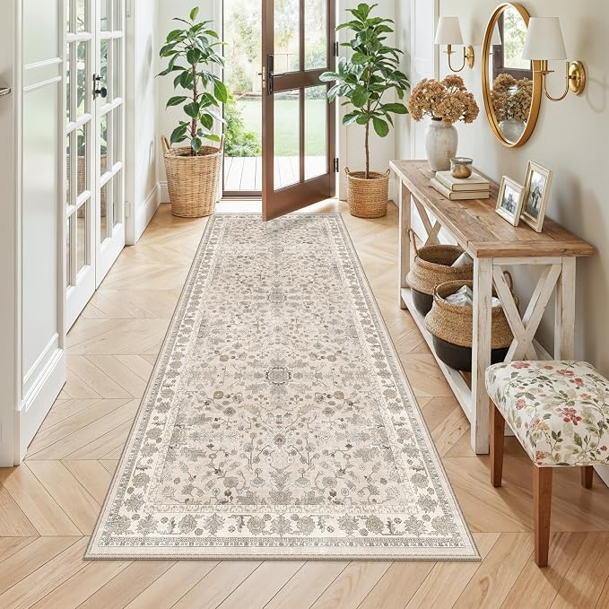 3x7 Washable Non-Slip Kitchen Runner Rug – Soft Low-Pile Stain-Resistant Carpet by BYYVOORugsforYourHome