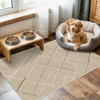 Beige Runner Rug Ultra Non-Slip 2x4 Washable Bedroom Rugs Modern Tear and Stain by TTelephant
