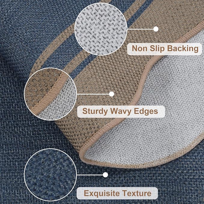 Easy Jute Kitchen Rug 2x3 Front Door Mat Washable Non Slip Entryway Rug - Image 3