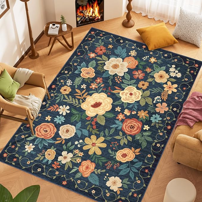 DUKINO 8x10 Area Rug, Floral Rugs - Image 3