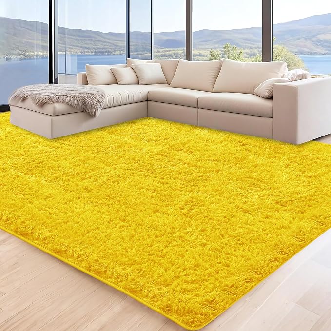 6x9 Yellow Area Rugs for Living Room, Large Fluffy Shag Rug for Bedroom Nursery by Unknown