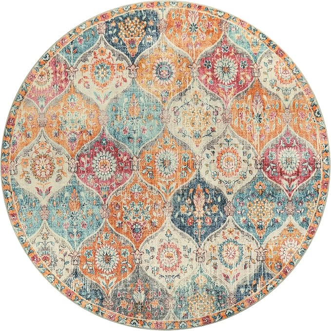Lahome Moroccan Washable Round Area Rug, Round Rug 5ft Soft Non-Slip, - Image 3
