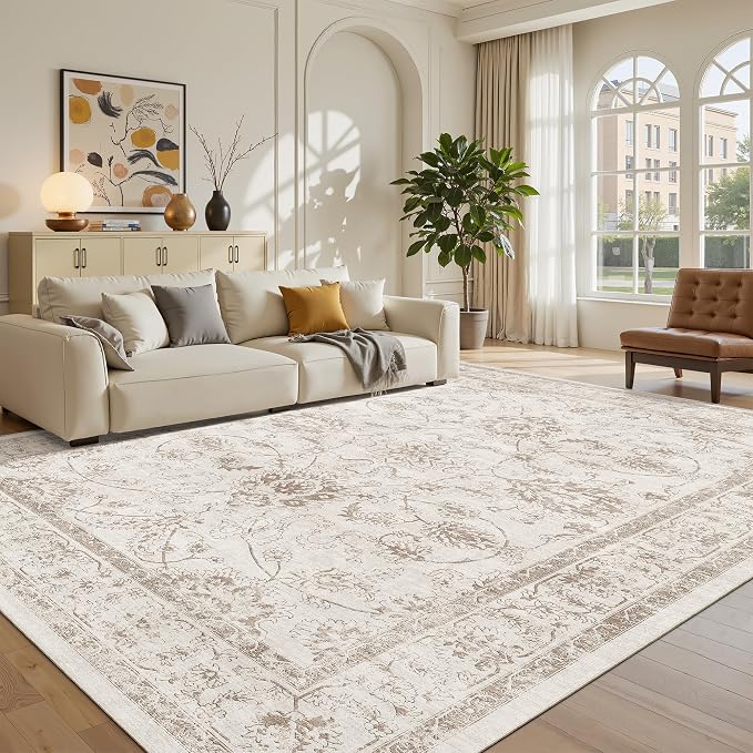 Madane Washable 7x9 Area Rugs for Living Room, Vintage Natural Rug - Image 4
