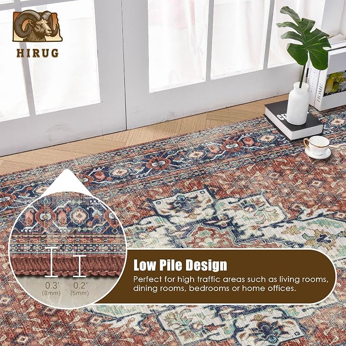 Washable Area Rug 5' x 7' Vintage Traditional Persian Mat - Image 5
