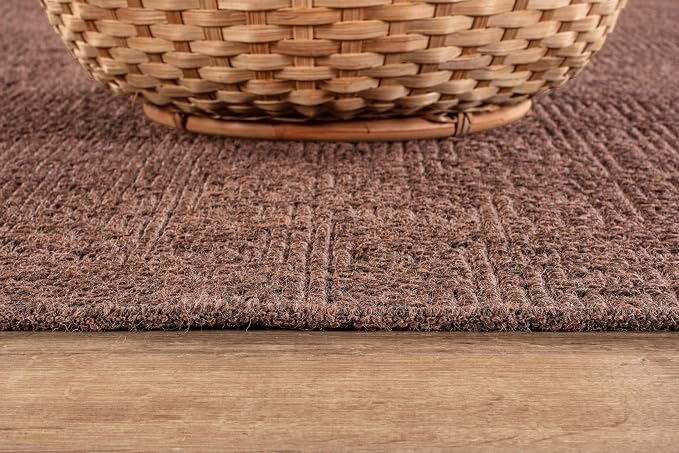 CAMILSON Indoor and Outdoor Runner Rug Brown Solid Boho Woven Design - Image 5