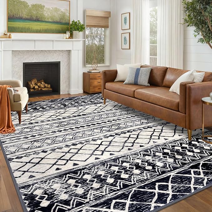 KUTA 6x9 Boho Area Rug for Living Room, Moroccan Washable Kitchen Rugs Non Slip by KUTA