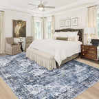 Area Rug 9x12 Washable Rug, Vintage Boho Medallion Rugs Non-Slip Soft Low Pile - Image 2