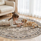 5ft Round Vintage Living Room Area Rug - Image 7