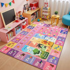 Macgace ABC Kids Rug for Playroom, 4x6 Pink Purple Washable Classroom Area Rugs by Macgace