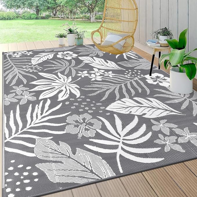 Pauwer Waterproof Outdoor Rug 8x10, Reversible Plastic Straw Patio Camping Rug by Pauwer