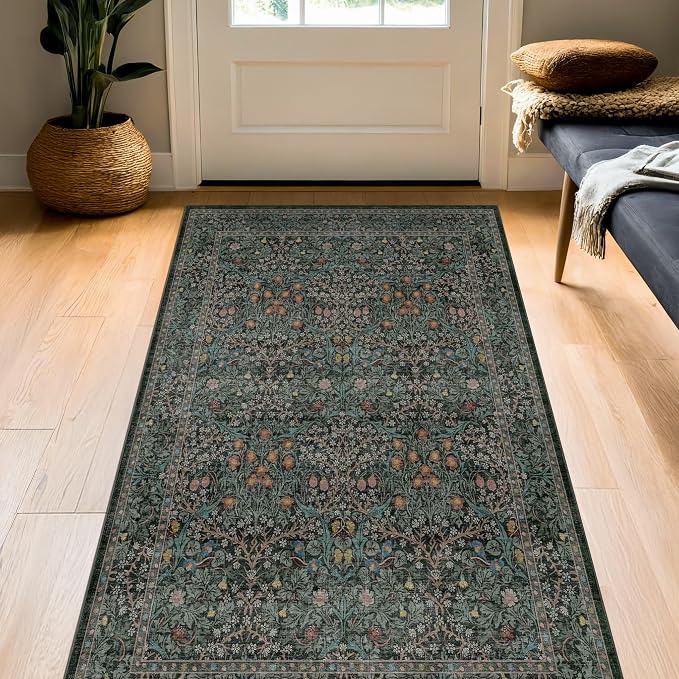 Vintage Floral Dark Green 3x5 Area Rugs - Image 9