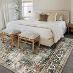 CHAMPLANT Washable Area Rug 5'x7' Green Retro Boho Chic Medallion Distressed - Image 2