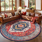 SERISSA Boho Round Area Rug, 8ft Washable Non-Slip Circle Rug, Ultra Soft Large by SERISSAHomeDecorCollection