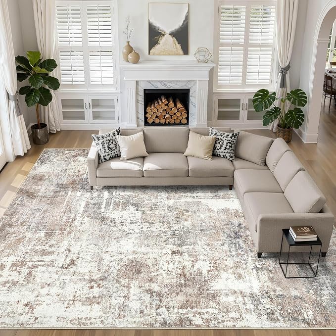 12x18 Rug Living Room: Washable Extra Large Abstract Modern Soft Area Rug Stain by LOONGRUG