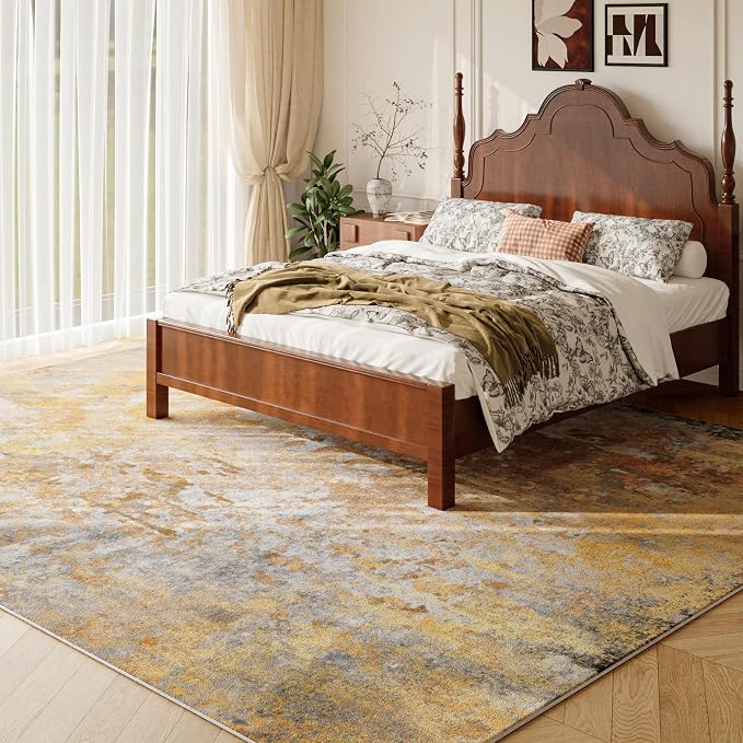 Beige Gold Washable Rug 6x9 Area Rugs - Image 4